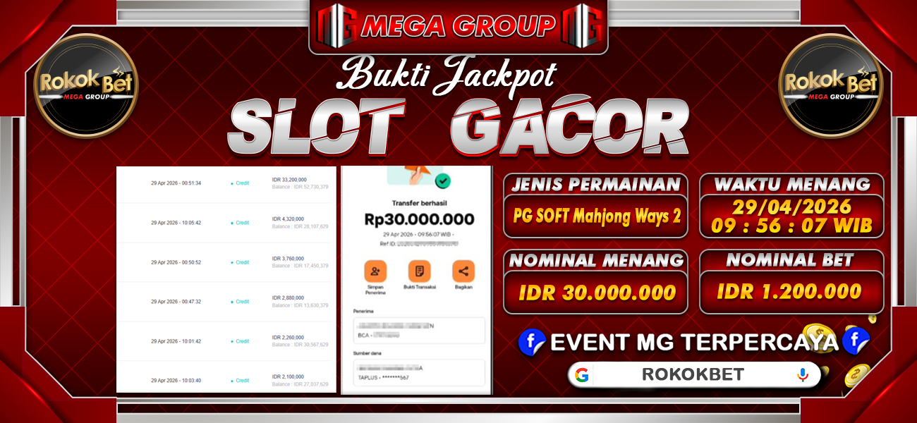 Bukti JP situs Rokokbet hari Rabu, 29 April 2026