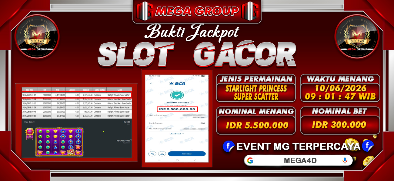 Bukti JP situs Mega4D hari Kamis, 11 Juni 2026