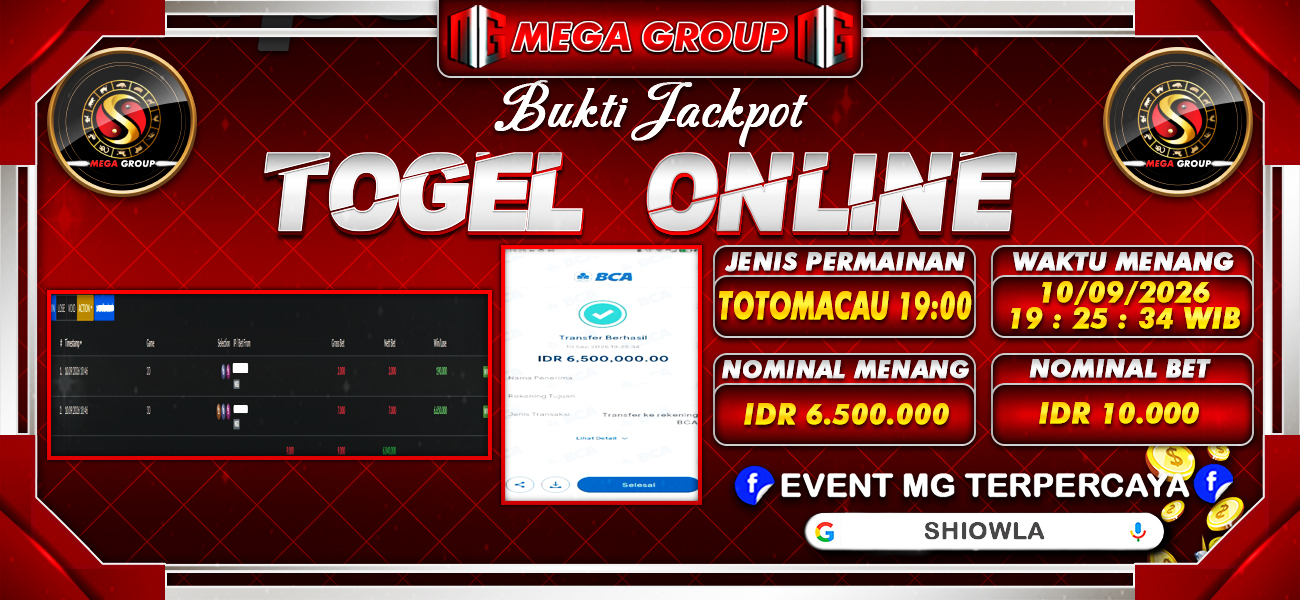 Bukti JP situs Shiowla hari Kamis, 10 September 2026