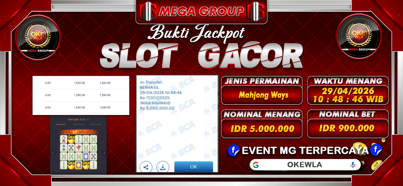 Bukti JP situs Okewla hari Rabu, 29 April 2026