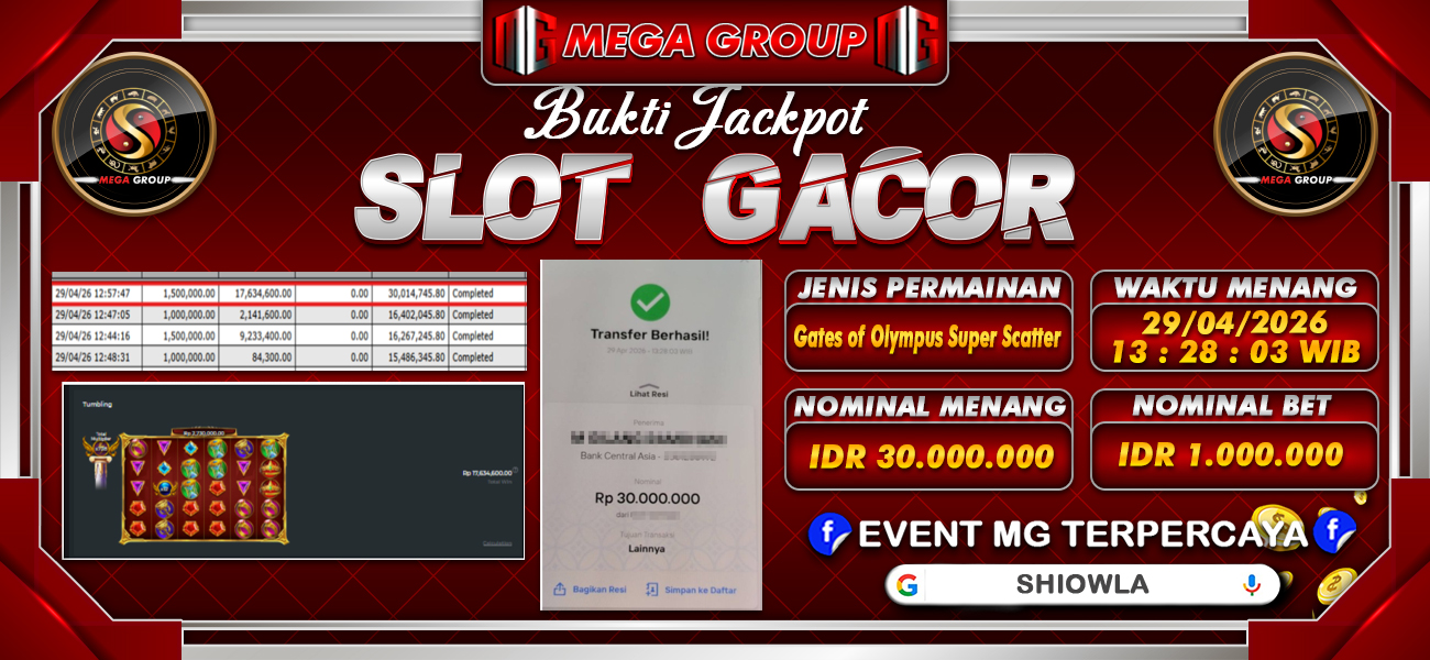 Bukti JP situs Shiowla hari Rabu, 29 April 2026