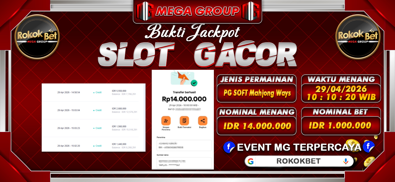 Bukti JP situs Rokokbet hari Rabu, 29 April 2026