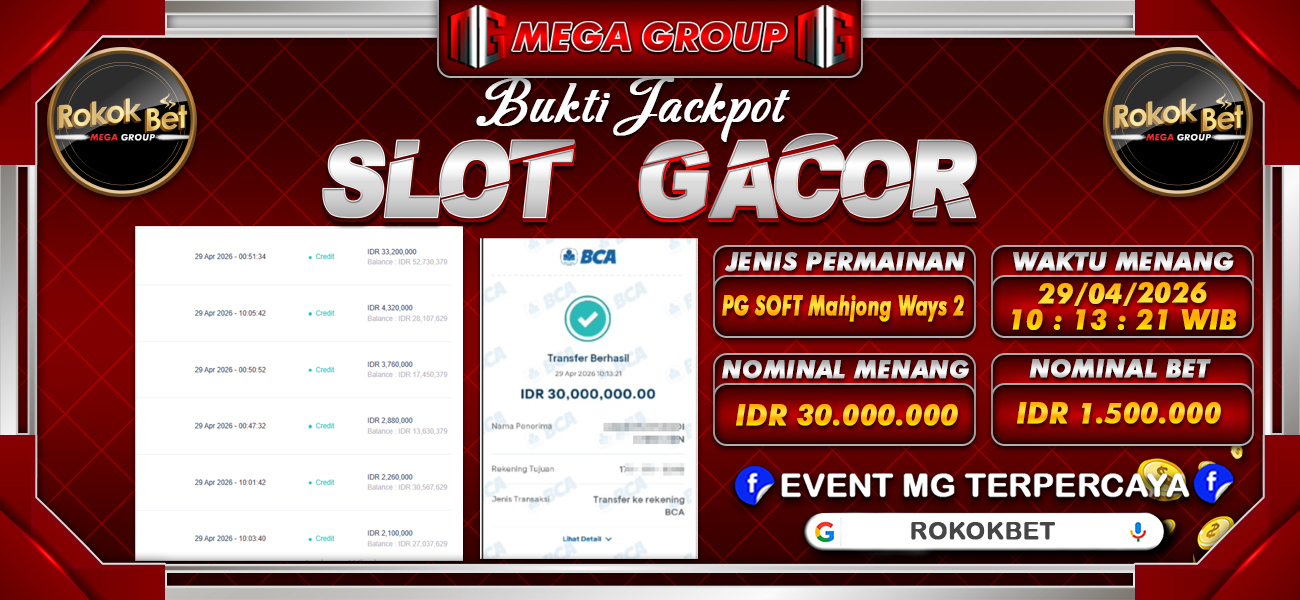 Bukti JP situs Rokokbet hari Rabu, 29 April 2026