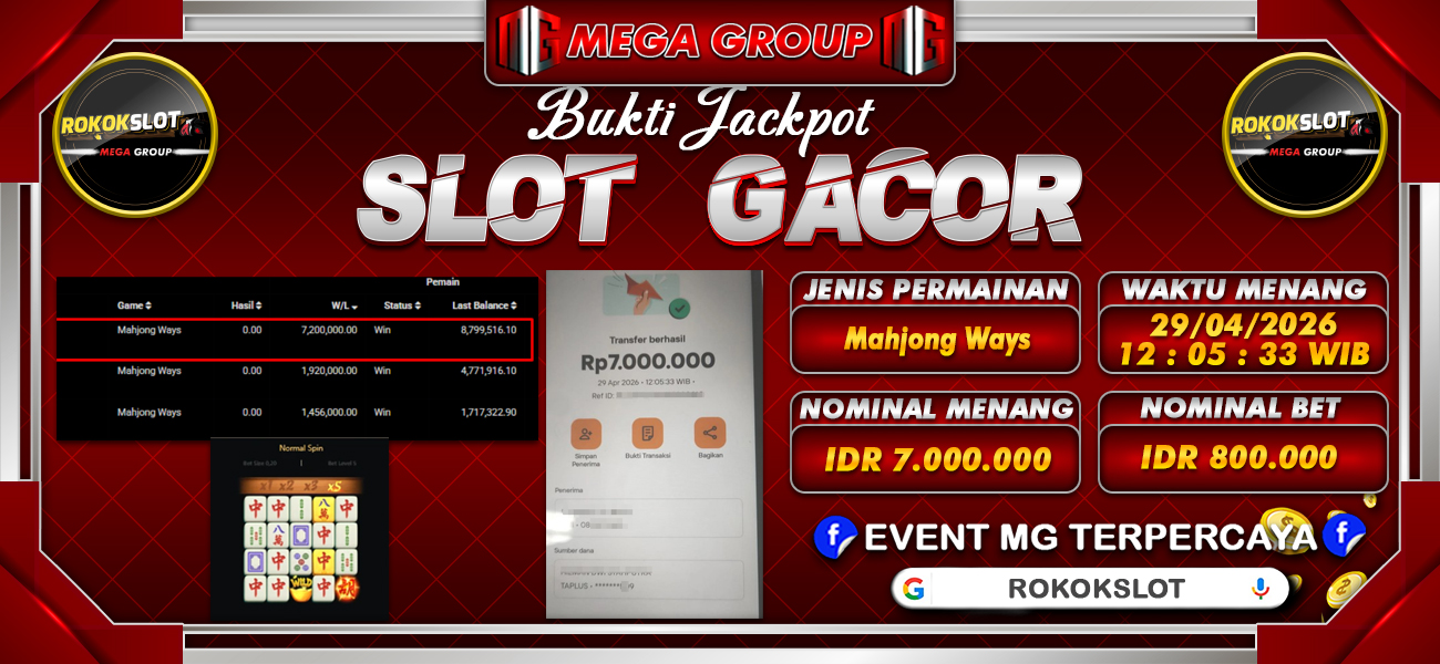 Bukti JP situs Rokokslot hari Rabu, 29 April 2026