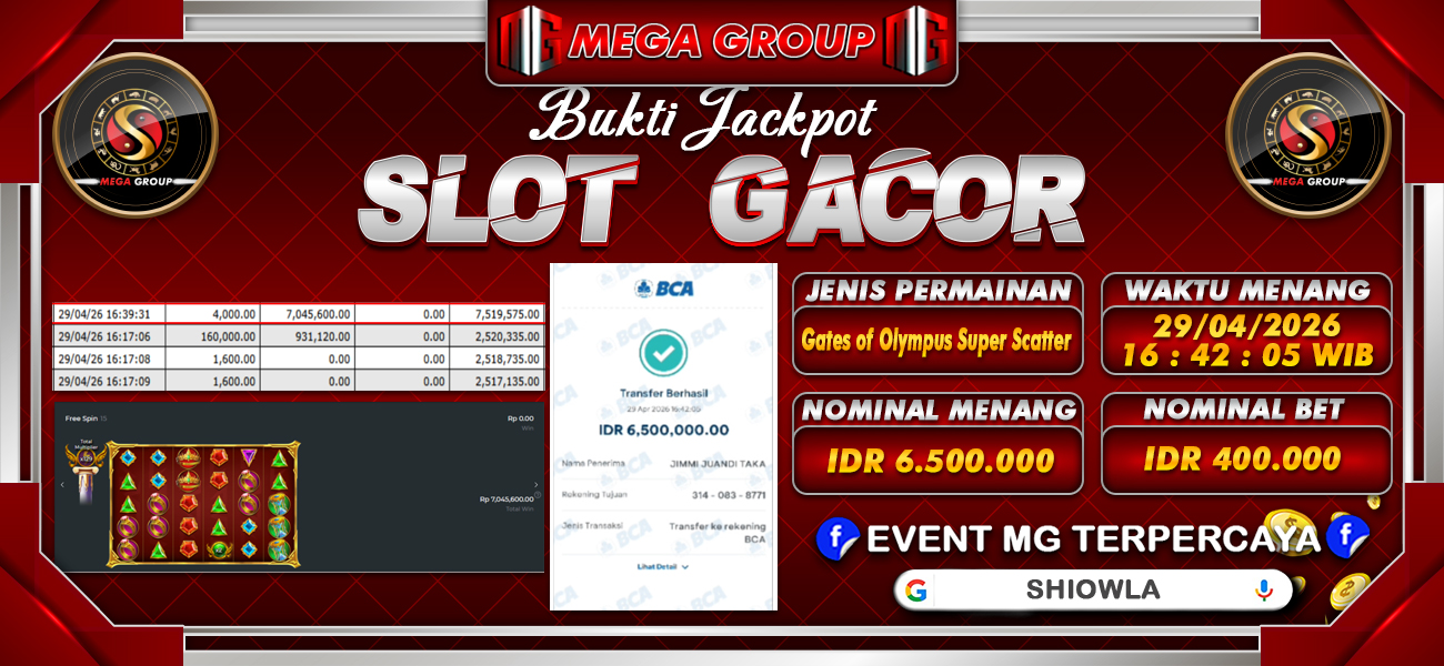 Bukti JP situs Shiowla hari Rabu, 29 April 2026