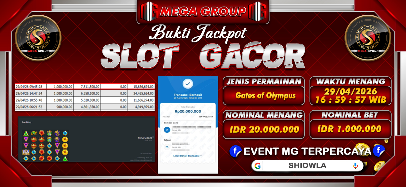 Bukti JP situs Shiowla hari Rabu, 29 April 2026