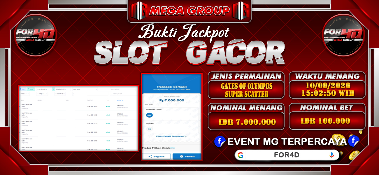 Bukti JP situs For4D hari Kamis, 10 September 2026