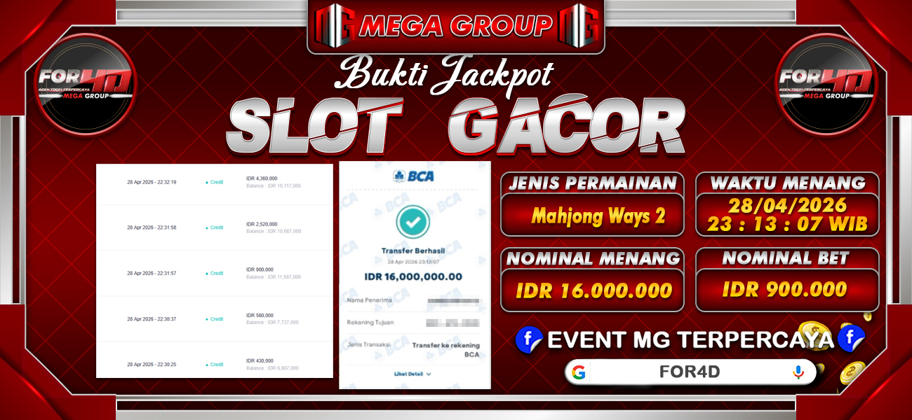 Bukti JP situs For4D hari Selasa, 28 April 2026