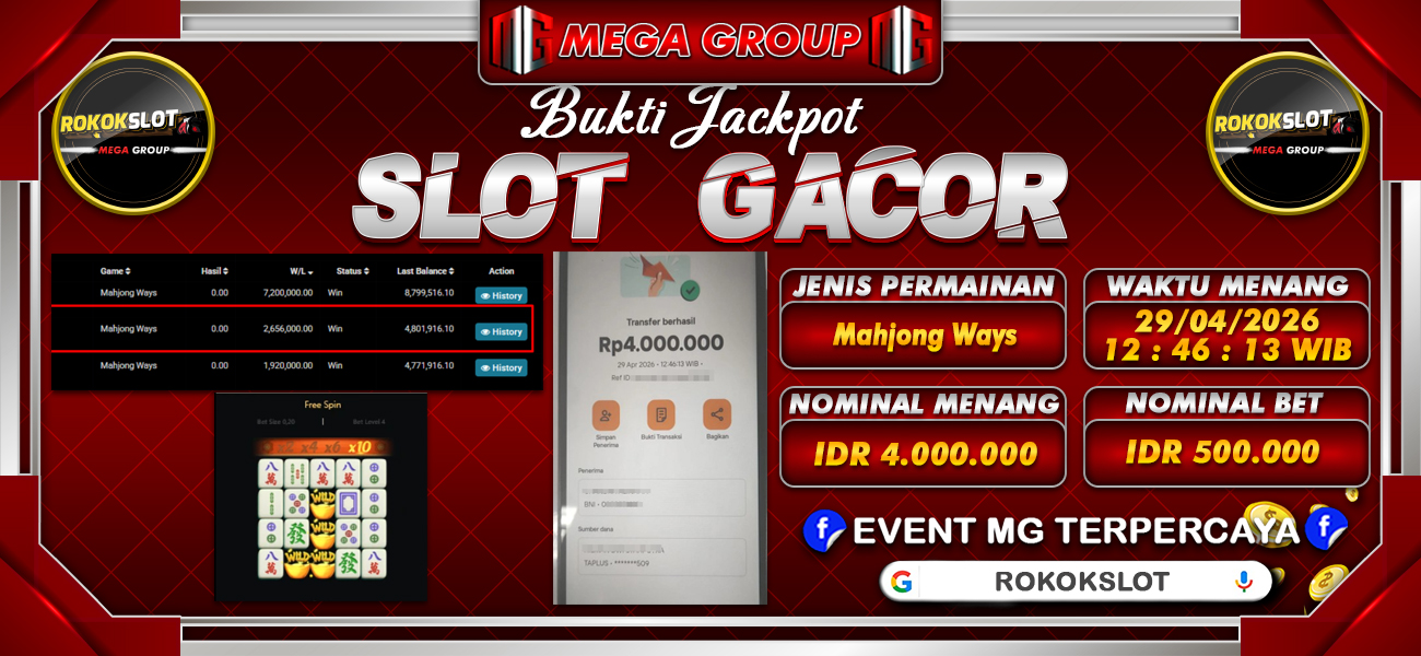 Bukti JP situs Rokokslot hari Rabu, 29 April 2026