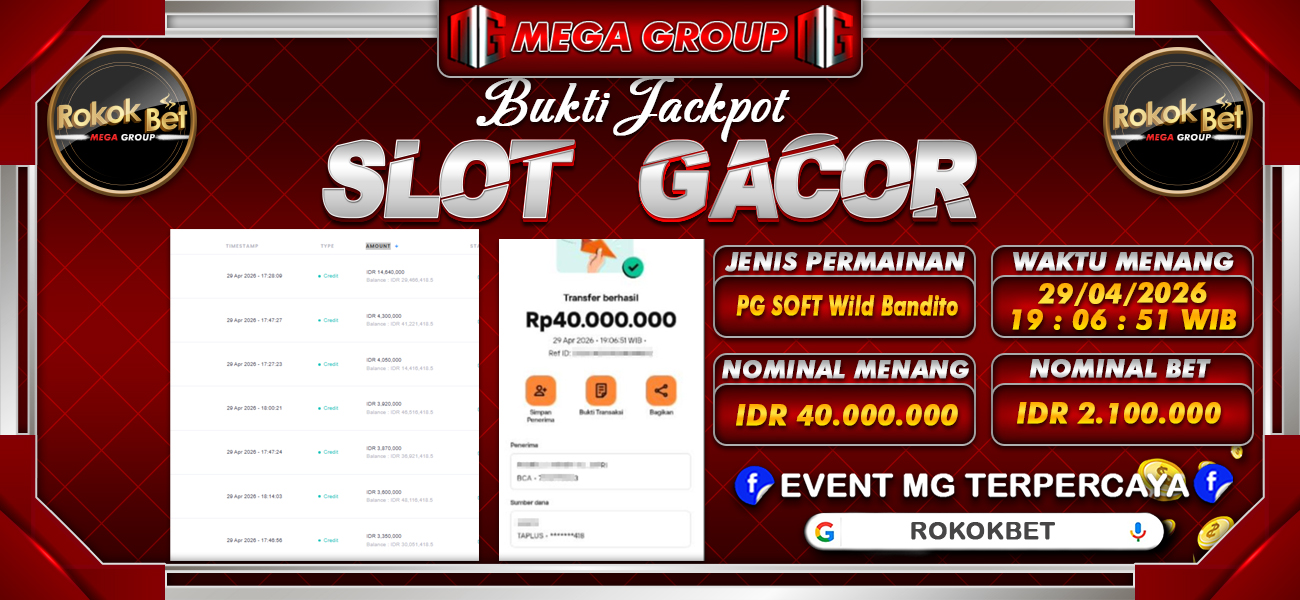 Bukti JP situs Rokokbet hari Rabu, 29 April 2026