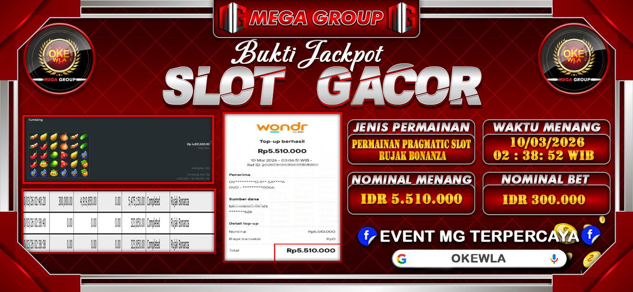 Bukti JP situs Okewla hari Selasa, 10 Maret 2026