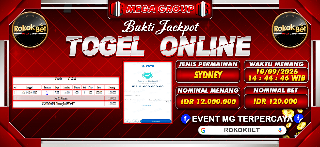 Bukti JP situs Rokokbet hari Kamis, 10 September 2026