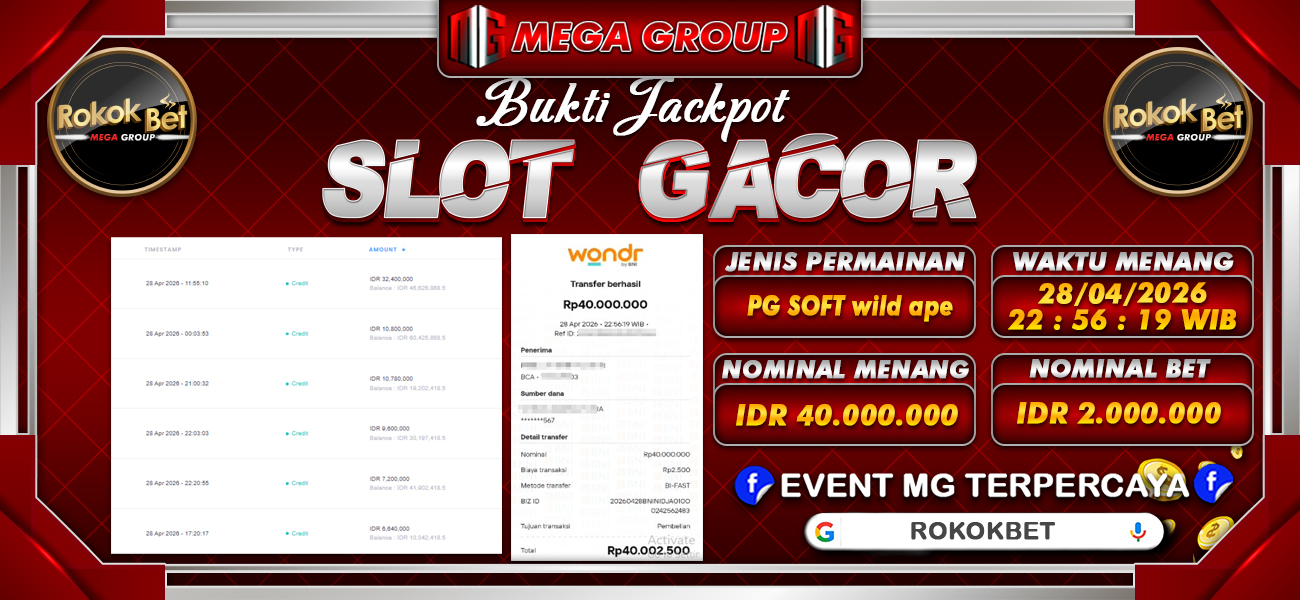 Bukti JP situs Rokokbet hari Selasa, 28 April 2026