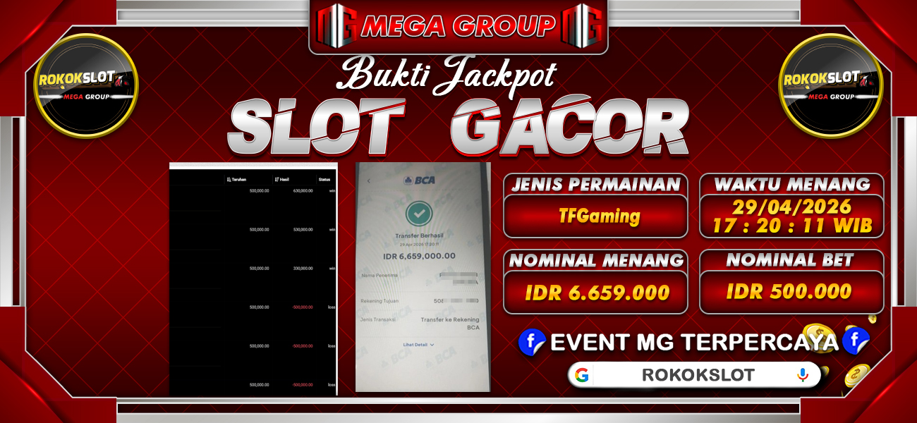 Bukti JP situs Rokokslot hari Rabu, 29 April 2026