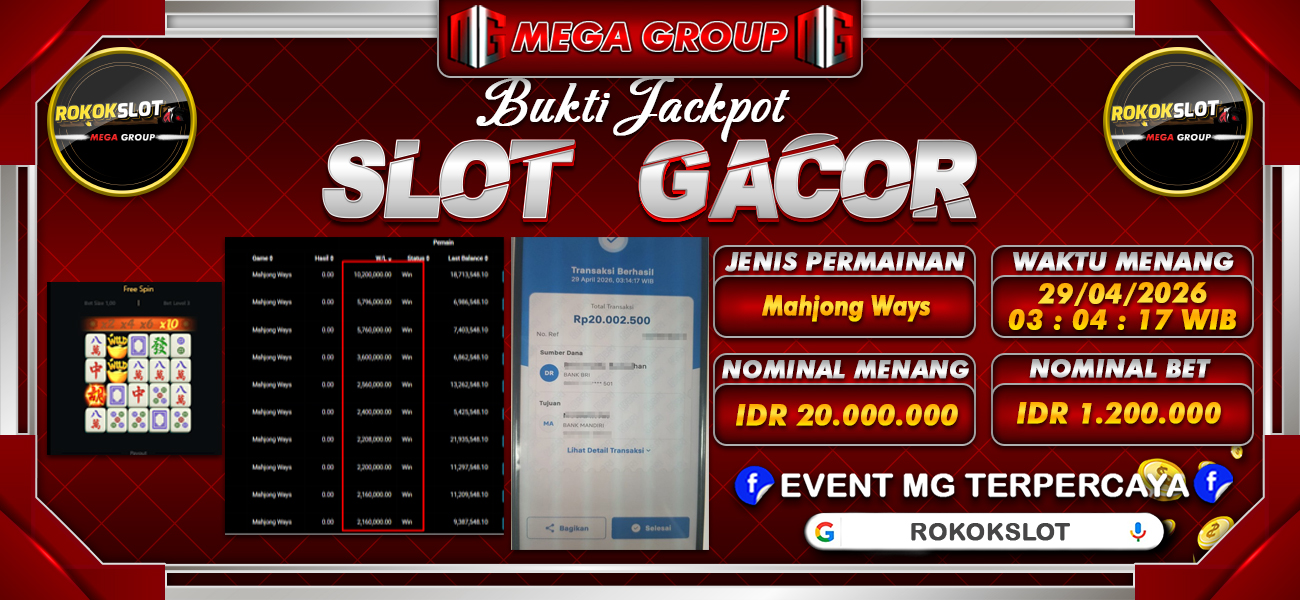 Bukti JP situs Rokokslot hari Rabu, 29 April 2026