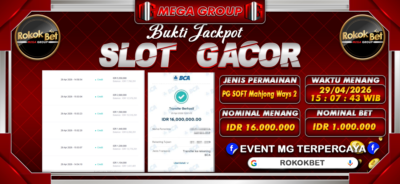 Bukti JP situs Rokokbet hari Rabu, 29 April 2026