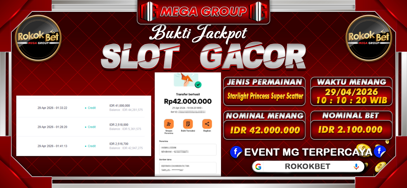 Bukti JP situs Rokokbet hari Rabu, 29 April 2026