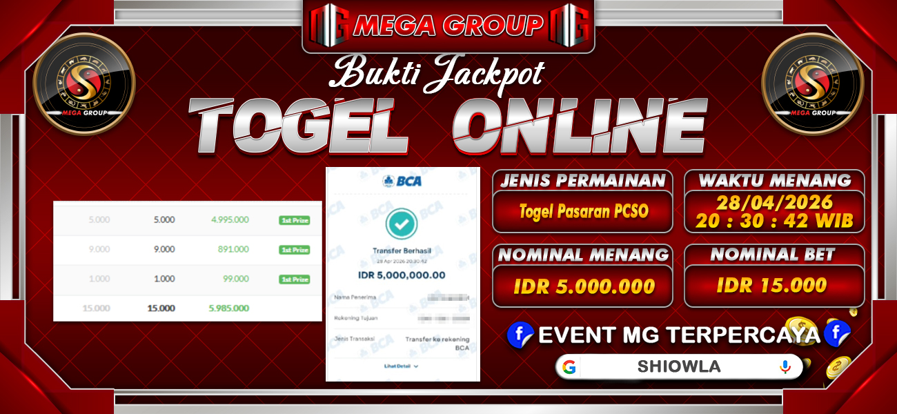 Bukti JP situs Shiowla hari Selasa, 28 April 2026