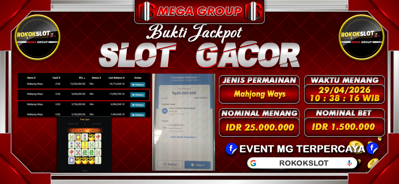 Bukti JP situs Rokokslot hari Rabu, 29 April 2026