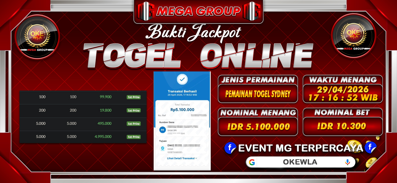 Bukti JP situs Okewla hari Rabu, 29 April 2026