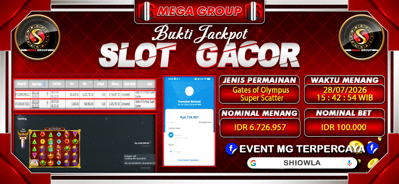 Bukti JP situs Shiowla hari Selasa, 28 Juli 2026