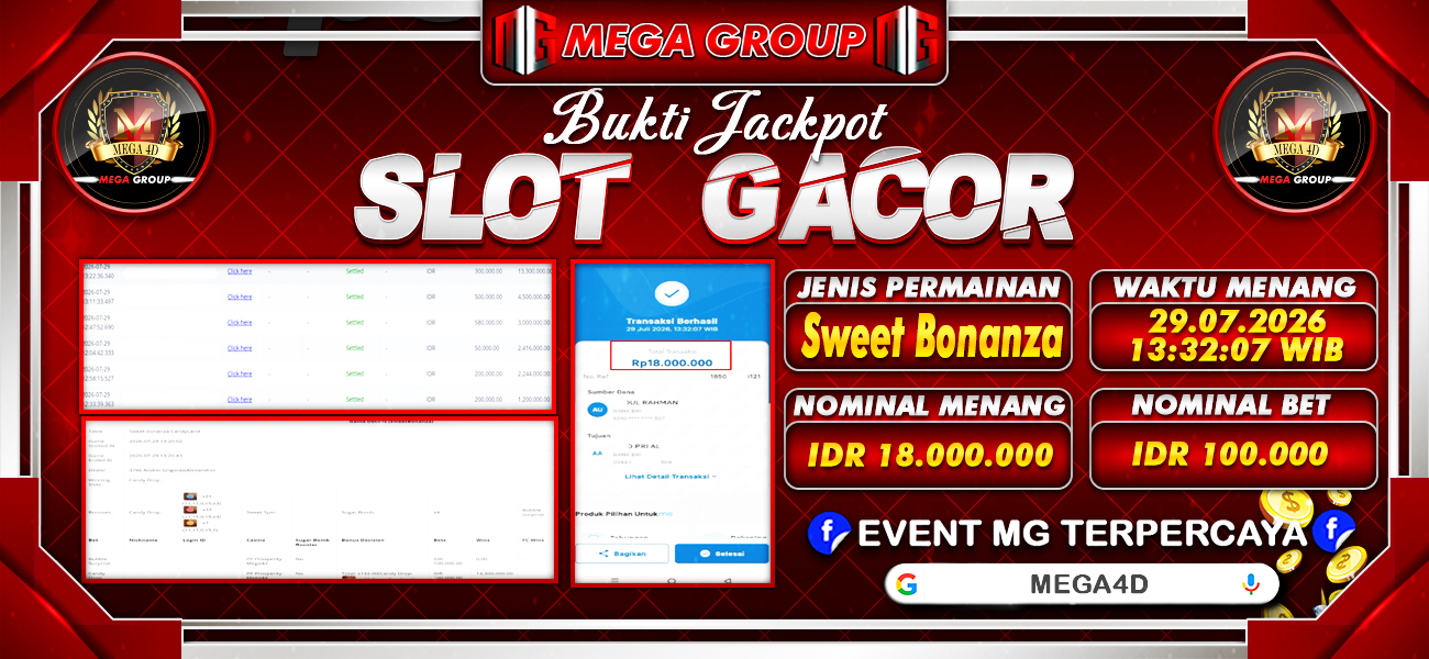 Bukti JP situs Mega4D hari Rabu, 29 Juli 2026